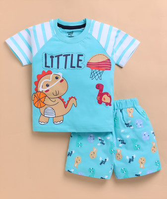 TOONYPORT Boys Casual T-shirt Shorts(Blue, White)