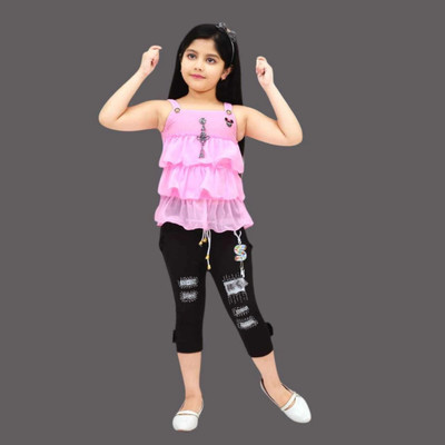 SM MUNIF DRESSES Girls Party(Festive) Dress Capri(PINK)