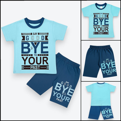 KIKANI ENTERPRISE Baby Boys & Baby Girls Daisy Casual T-shirt Capri(Sky Blue)