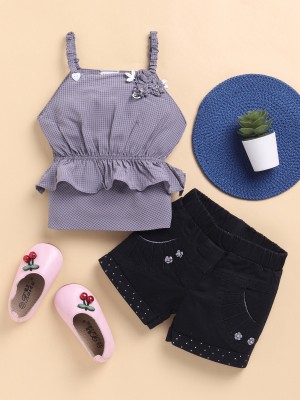 LACKii DOLL Baby Girls Casual Top Shorts(Grey)