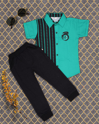 First look Baby Boys Casual Shirt Pant(light green)