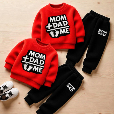 KicoCart Baby Boys & Baby Girls Casual Sweatshirt Pyjama(Red, Black)