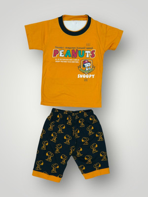 THE UMADS Baby Boys & Baby Girls Casual T-shirt Shorts(Yellow & Black)