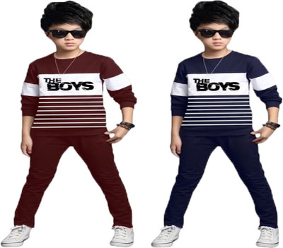 DRUZZEE Boys Casual Sweatshirt Pant(Maroon-Navy)