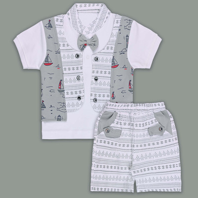 Silver Kraft Baby Boys Casual T-shirt Shorts(Grey)