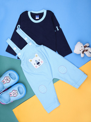 V-MART Baby Boys Casual T-shirt Dungaree(Blue)