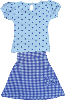 apricus Baby Girls Casual Top Skirt(Blue, White)