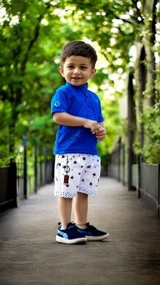 THE LALCOLLECTION KIDSWEAR Boys Party(Festive) T-shirt Shorts(royal blue)