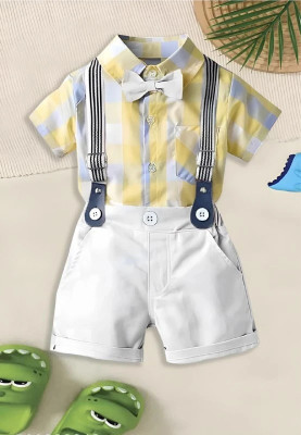 HouseOfCommon Baby Boys & Baby Girls Party(Festive) Shirt Shorts(Yellow)