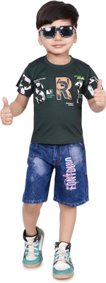 NIVARACREATION Boys Party(Festive) T-shirt Jeans(GREEN)