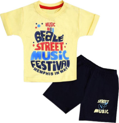 REDLUV Baby Boys Casual T-shirt Shorts(Yellow)