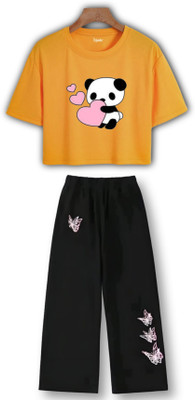 Stylander Girls Kung Fu Panda Casual T-shirt Pyjama(MUSTARD)