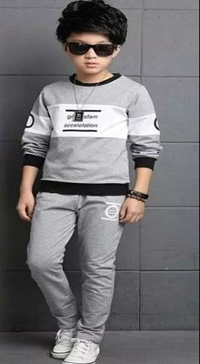 PY PINKYOU Boys Casual Sweatshirt Track Pants(Grey)