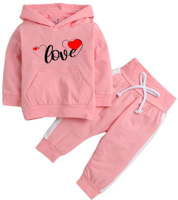 PORPY Boys & Girls Party(Festive) Sweatshirt Sweatshirt, Sweatpant(PINK)