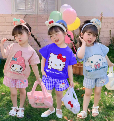 DRUZZEE Boys & Girls Casual T-shirt Shorts(Baby Pink, Royal blue and Water Blue)