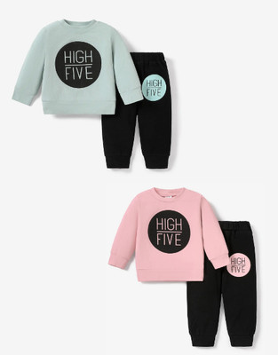 G2J BROTHERS Baby Boys & Baby Girls Casual T-shirt Pant(Pink)