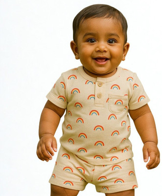 TJAII Baby Boys Casual T-shirt Shorts(Beige)