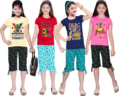 KS KOARRA Girls Casual T-shirt Track Pants(136 MULTICOLOURRS)