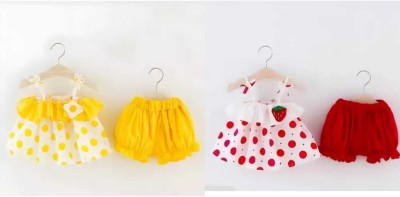 Styleplase Baby Girls Party(Festive) Top Shorts(Yellow, Red)