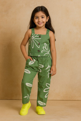 Fashioncore Girls Mickey Party(Festive) Top Pant, Pyjama(Green)