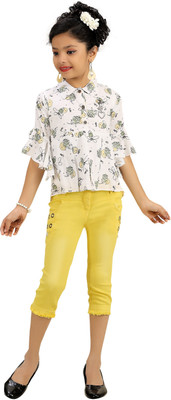 Arshia Fashions Girls Casual Top Capri(Yellow)