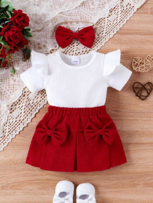 HSM FASHION Baby Girls Casual Top Pant, Hairband(MAROON)
