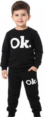 Quest Baby Boys & Baby Girls Casual T-shirt Trouser(BLACK)