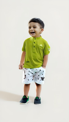 THE LALCOLLECTION KIDSWEAR Boys Party(Festive) T-shirt Shorts(Green)
