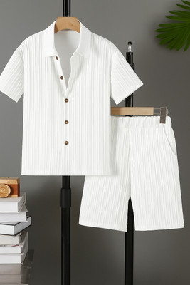 LAADO FASHION SHOP Boys Party(Festive) Shirt Shorts(WHITE)