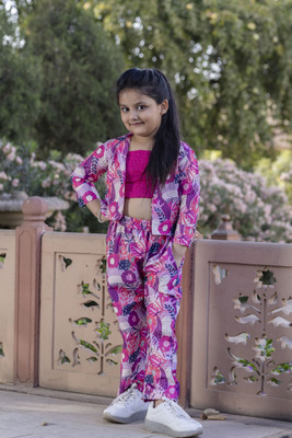 Sangria Girls Party(Festive) Top Pant, Jacket(Pink)