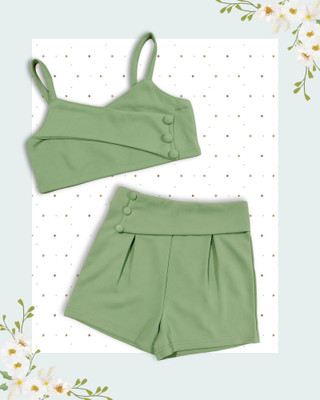 ADDYVERO Girls Party(Festive) Top Shorts(Pista Green)