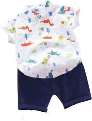 TOUCHTRENDS Baby Boys & Baby Girls Casual Shirt Shorts(Blue)