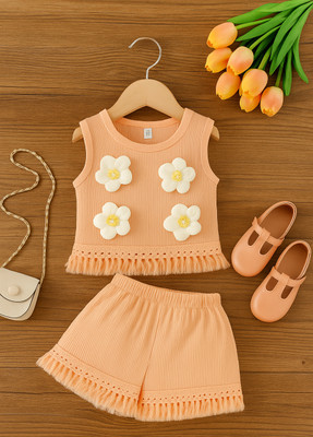 JGLIMAFASHION Baby Girls Party(Festive) Top Shorts(Peach)