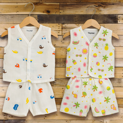 TinyVail Baby Boys & Baby Girls Casual Shorts Top(Pack Of 2)