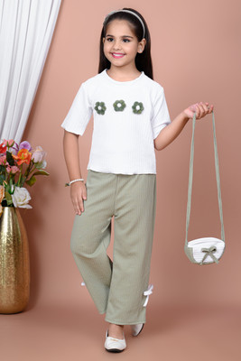 Dipa Textile Girls Party(Festive) Top Pant(Light Green)