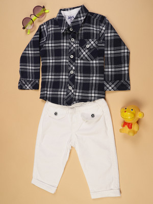 V-MART Baby Boys Casual Shirt Pant(Navy Blue)