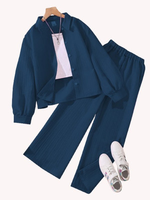 RADHE ENTERPRISE Girls Casual Shirt Pant(Dark Blue)