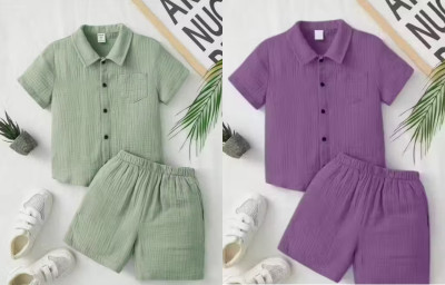 THUNDER CREATIVE Baby Boys & Baby Girls Casual Shirt Shorts(PURPLE, PISTA)