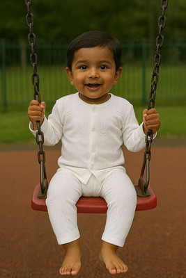 TJAII Baby Boys & Baby Girls Casual T-shirt Pyjama(White)