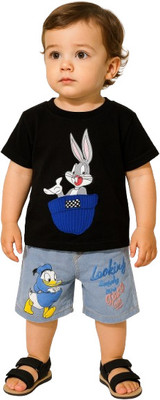 MiniMighty Baby Boys Casual T-shirt Shorts(BLACK)