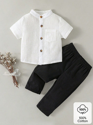 RIVEREYE Baby Boys & Baby Girls Casual Shirt Pant(WHITE)