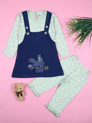V-MART Baby Girls Casual Dungaree Dungaree(Light Green)