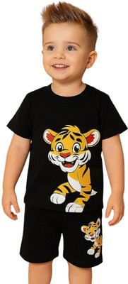Cutevibe Boys & Girls Party(Festive) T-shirt Pant(Black)