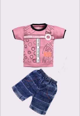 jr fashion Baby Boys Party(Festive) T-shirt Shorts(pink)