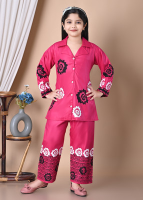 SERINA FASHION Girls Party(Festive) Top Pant(PINK)