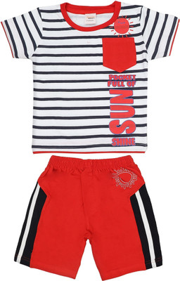 happiee bears Baby Boys Casual T-shirt Shorts(Red)