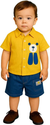 MiniMighty Baby Boys Casual T-shirt Shorts(YELLOW)