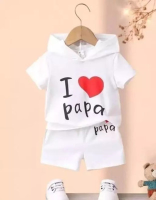 MUSNAHGARMENTS Boys Casual T-shirt Shorts(White)