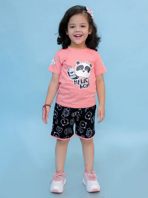 Chandrika Girls Casual T-shirt Shorts(rose)