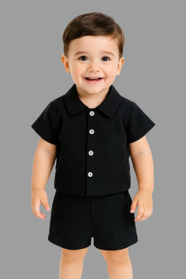 SPYRASE Baby Boys Casual Shirt Shorts(Black)